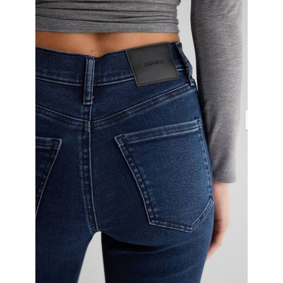 Express 90s Slim High Rise, Dark Navy Wash, Hyper Stretch Jeans, NWT, 4S - Picture 7 of 7